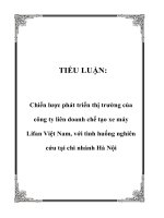 Tiểu luận Chiến lược phát triển thi trường của công ty liên doanh chế tạo xe máy Lifan Việt Nam với tình huống nghiên cứu tại chi nhánh Hà Nội