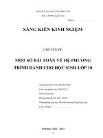 skkn một số bài TOÁN hệ PHƯƠNG TRÌNH DÀNH CHO học SINH lớp 10 