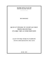 Quản lý vốn đầu tư cơ sở vật chất trong doanh trại của học viện an ninh nhân dân 