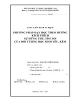 SKKN PHƯƠNG PHÁP dạy học THEO HƯỚNG KÍCH THÍCH sự HỨNG THÚ, tìm tòi của đối TƯỢNG học SINH yếu, kém 