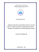 Mối quan hệ giữa danh tiếng công ty, sự hài lòng và trung thành của khách hàng mạng di động vinaphone tại thành phố nha trang 