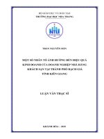 Một số nhân tố ảnh hưởng đến hiệu quả kinh doanh của doanh nghiệp nhà hàng khách sạn tại thành phố rạch giá, tỉnh kiên giang 
