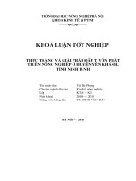 Thực trạng và giải pháp đầu tư vốn phát triển nông nghiệp ở huyện yên khánh, tỉnh ninh bình