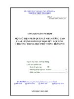 SKKN một số biện pháp quản lý nhằm nâng cao chất lượng giáo dục đạo đức học sinh ở trường trung học phổ thông 