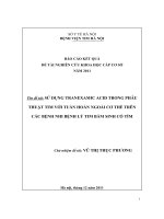 SỬ DỤNG TRANEXAMIC ACID TRONG PHẪU THUẬT TIM VỚI TUẦN HOÀN NGOÀI CƠ THỂ TRÊN CÁC BỆNH NHI BỆNH LÝ TIM BẨM SINH CÓ TÍM