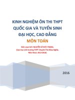 KINH NGHIỆM ôn THI THPT QUỐC GIA và TUYỂN SINH đại học, CAO ĐẲNG môn TOÁN