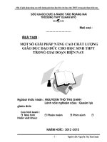 SKKN một số giải pháp nâng cao chất lượng giáo dục đạo đức cho học sinh THPT trong giai đoạn hiện nay 