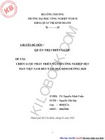 CHIẾN LƯỢC PHÁT TRIỂN NGÀNH CÔNG NGHIỆP DỆT MAY VIỆT NAM ĐẾN NĂM 2015, ĐỊNH HƯỚNG 2020