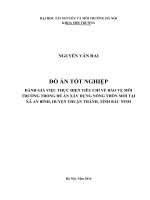ĐÁNH GIÁ VIỆC THỰC HIỆN TIÊU CHÍ VỀ BẢO VỆ MÔI TRƯỜNG TRONG ĐỀ ÁN XÂY DỰNG NÔNG THÔN MỚI TẠI  XÃ AN BÌNH, HUYỆN THUẬN THÀNH, TỈNH BẮC NINH