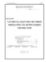 sáng kiến kinh nghiệm vai trò của giáo viên chủ nhiệm trong công tác hướng nghiệp cho học sinh 