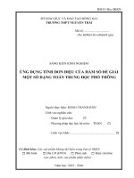 sáng kiến kinh nghiệm ỨNG DỤNG TÍNH đơn điệu của hàm số để GIẢI một    số DẠNG TOÁN TRUNG học PHỔ THÔNG 