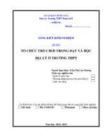 skkn tổ CHỨC TRÒ CHƠI TRONG dạy và học địa lý địa lý ở TRƯỜNG THPT 