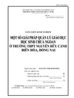 skkn một số giải pháp quản lý giáo dục học sinh chưa ngoan ở trường THPT nguyễn hữu cảnh, biên hòa, đồng nai 