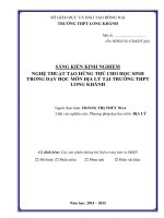 skkn NGHỆ THUẬT tạo HỨNG THÚ CHO HS TRONG dạy học môn địa lý tại TRƯỜNG THPT LONG KHÁNH 