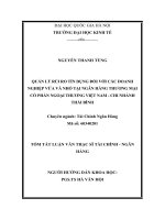 TÓM TẮT LUẬN VĂN THẠC SĨ : QUẢN LÝ RỦI RO TÍN DỤNG ĐỐI VỚI CÁC DOANH NGHIỆP VỪA VÀ NHỎ TẠI NGÂN HÀNG THƯƠNG MẠI CỔ PHẦN NGOẠI THƯƠNG VIỆT NAM  CHI NHÁNH THÁI BÌNH