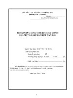 skkn rèn kĩ NĂNG SỐNG CHO học SINH lớp 10 QUA một số GIỜ đọc HIỂU văn bản 