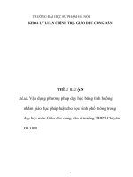 Tiểu luận giáo dục công dân: Vận dụng phương pháp dạy học bằng tình huống nhằm giáo dục pháp luật cho học sinh phổ thông trong dạy học môn Giáo dục công dân ở trường THPT Chuyên Hà Tĩnh