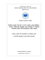 Luận văn tốt nghiệp cử nhân luật kinh tế về pháp luật về xử lý kỷ luật lao động thực tiễn áp dụng tại doanh nghiệp  So sánh quy định về xử lý kỷ luật giữa Việt Nam và Nhật
