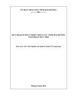 QUY HOẠCH PHÁT TRIỂN NHÂN LỰC TỈNH HẢI DƯƠNG GIAI ĐOẠN 2011- 2020