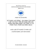 Luận văn tốt nghiệp cử nhân luật kinh tế về pháp luật về sử dụng lao động quy định của pháp luật và thực tiễn áp dụng đối với nhân viên bán hàng