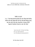 Tiểu luận giáo dục công dân: Vận dụng phương pháp dạy học bằng tình huống nhằm Giáo dục pháp luật cho học sinh phổ thông trong dạy học môn Giáo dục công dân ở trường THPT  Nguyễn Thị Bích Châu Kỳ Anh Hà Tĩnh