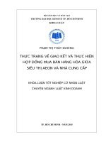 Luận văn tốt nghiệp cử nhân luật kinh tế về giao kết và thực hiện hợp đồng mua bán hàng hóa giữa doanh nghiệp và đơn vị cung cấp thực tiễn giải pháp
