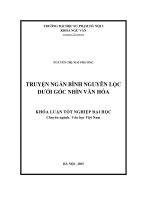 Truyện ngắn bình nguyên lộc dưới góc nhìn văn hóa 