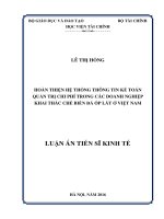 Hoàn thiện hệ thống thông tin kế toán quản trị chi phí trong các doanh nghiệp khai thác chế biến đá ốp lát ở Việt Nam