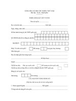 Phiếu xét tuyển Đại học  Cao đẳng năm học 2016