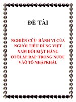 (Đề tài NCKH)  Nghiên cứu hành vi người tiêu dùng đối với mặt hàng ô tô tại Việt Nam