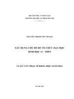 LUẬN VĂN THẠC SĨ KHOA HỌC GIÁO DỤC: XÂY DỰNG CHỦ ĐỀ ĐỂ TỔ CHỨC DẠY HỌC SINH HỌC 11  THPT