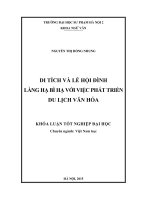 Di tích và lễ hội đình làng hạ bì hạ với việc phát triển du lịch văn hóa 