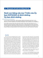 Nuôi con bằng sữa mẹ: Ý kiến của Ủy ban ESPGHAN về dinh dưỡng Ủy ban dinh dưỡng