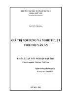 Giá trị nội dung và nghệ thuật thơ chu văn an 