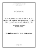 Pháp luật về bảo lãnh thanh toán của ngân hàng thương mại ở Việt Nam và thực tiễn tại ngân hàng bưu điện Liên Việt