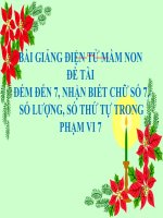 Bài giảng điện tử mầm non lớp Lá đề tài Đếm đến 7, nhận biết chữ số 7, số lượng, số thứ tự trong phạm vi 7