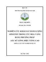 Nghiên cứu khảo sát hàm lượng apigenin trong cúc hoa vàng bằng phương pháp sắc ký lỏng hiệu năng cao