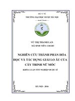 Nghiên cứu thành phần hóa học và tác dụng giải lo âu của cây trinh nữ móc 