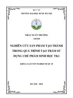 Nghiên cứu sản phẩm tạo thành trong quá trình tạo trầm sử dụng chế phẩm sinh học TK1 