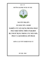 Nghiên cứu xây dựng phương pháp phát hiện đồng thời 3 paraben bị cấm sử dụng trong các mẫu son, phấn và kem bôi da mỹ phẩm 
