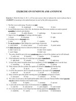 NHỮNG BÀI TẬP VỀ TỪ ĐỒNG NGHĨA VÀ TRÁI NGHĨA TRONG TIẾNG ANH