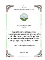 Nghiên cứu hàm lượng phenolic, flavonoid toàn phân và tác dụng quét gốc tự do của một số mẫu mạch môn thu được tại thị trường hà nội 