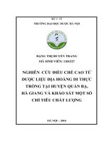 Nghiên cứu điều chế cao từ dược liệu địa hoàng di thực trồng tại huyện quản bạ, hà giang và khảo sát một số chỉ tiêu chất lượng 