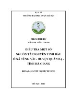 Điều tra một số nguồn tài nguyên tinh dầu ở xã tùng vài   huyện quản bạ   tỉnh hà giang 