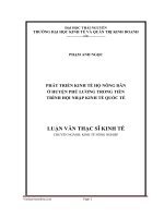 Kinh tế hộ nông dân ở huyện phú lương trong tiến trình hội nhập kinh tế quốc tế