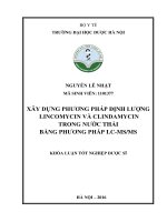 Xây dựng phương pháp định lượng linomycin và clindamycin trong nước thải bằng phương pháp LC MS MS 
