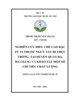 Nghiên cứu điều chế cao đặc từ vị thuốc ngưu tất di thực trồng tại huyện quản bạ, hà giang và khảo sát một số chỉ tiêu chất lượng 