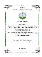 Điều tra cây làm đồ uống của người mường ở xã ngọc liên (huyện ngọc lặc, tỉnh thanh hóa) 