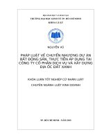Luận văn tốt nghiệp cử nhân luật kinh tế về pháp luật về chuyển nhượng dự án bất động sản và thực tiễn áp dụng tại các công ty