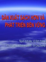 SẢN XUẤT SẠCH hơn và PHÁT TRIỂN bền VỮNG